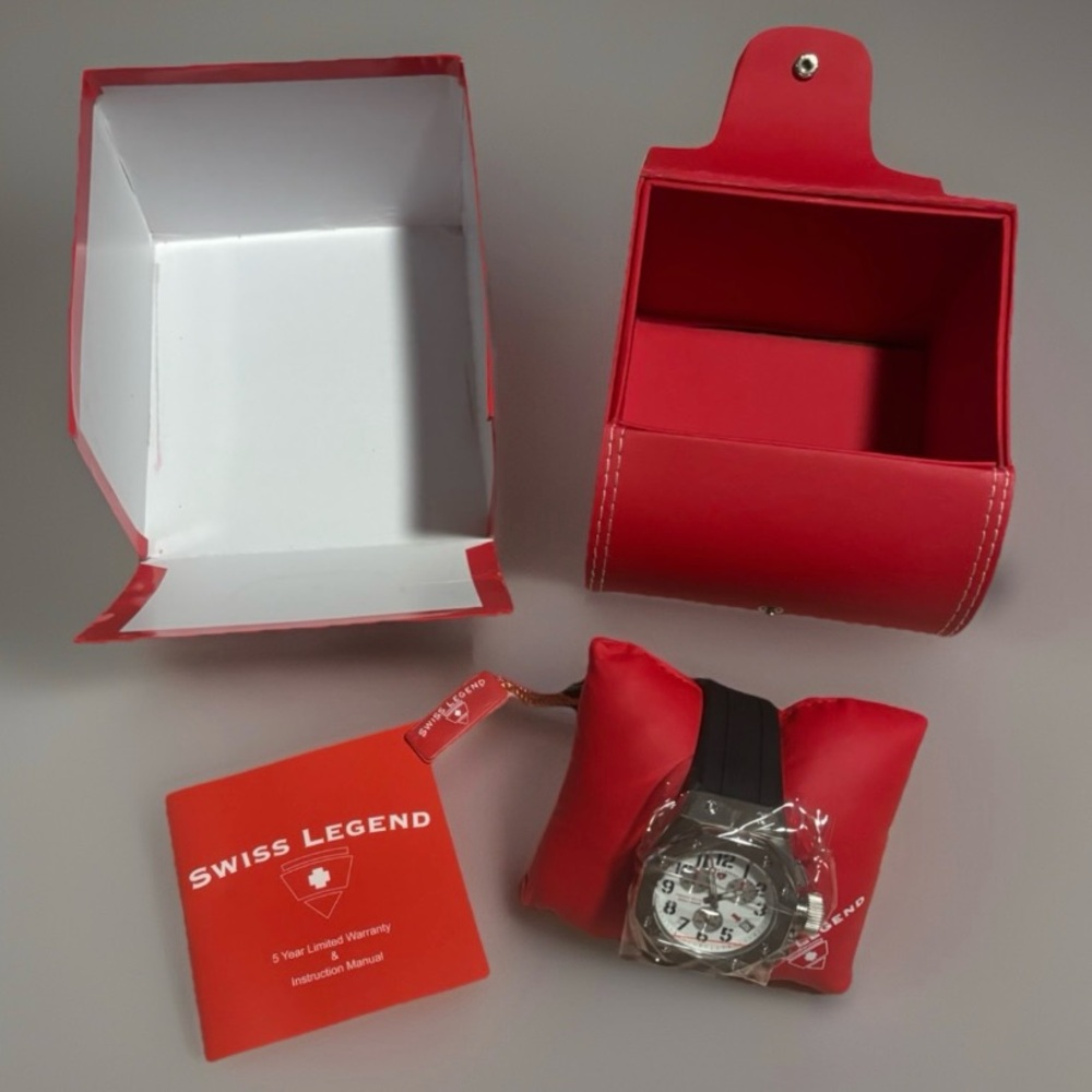 Swiss Legend Trimix Diver Chronograph Watch Silicone Band Swiss Quartz Water NIB